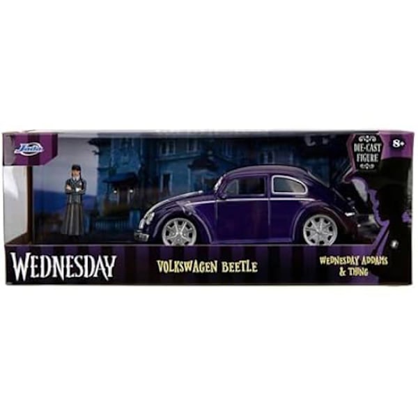 Malliauto - JADA - Volkswagen Beetle - Keskiviikko Addams Kuva - 1:24 Mittakaava - Avautuvat ovet Flerfärgad