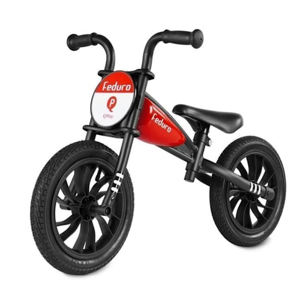 DEVESSPORT QPLAY Drejebike Feduro Rød 12". Motocross Look. Oppblåsbare Hjul. Justerbart Sete. 2-3 År.