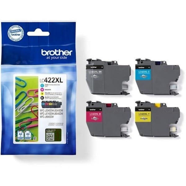 Pakke med 4 patroner LC422XLVAL - BROTHER - For Business Smart MFC-J5340DW, MFC-J5345DW, MFC-J5740DW, MFC-J6540DW og MFC-J6940DW
