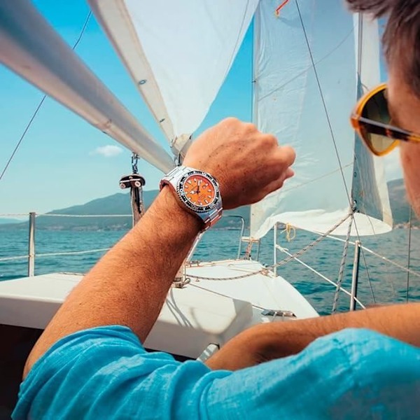 Ur - FESTINA - Diver Professional F20663/4 - Quartz - Rustfrit stål - 46 mm Orange, Silver