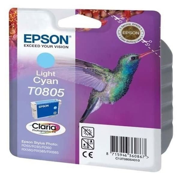 EPSON T0805 lys cyan blækpatron - Hummingbird (C13T08054011)