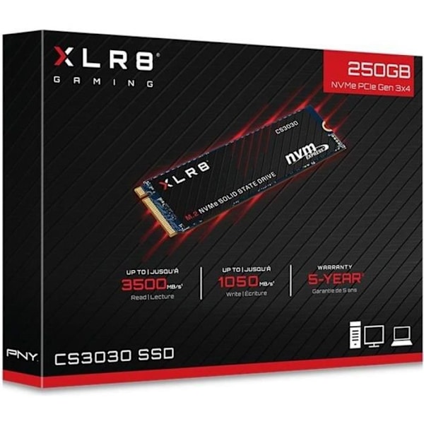 PNY – Sisäinen SSD – CS3030 – 250 Gt – M.2 NVMe (M280CS3030-250-RB)
