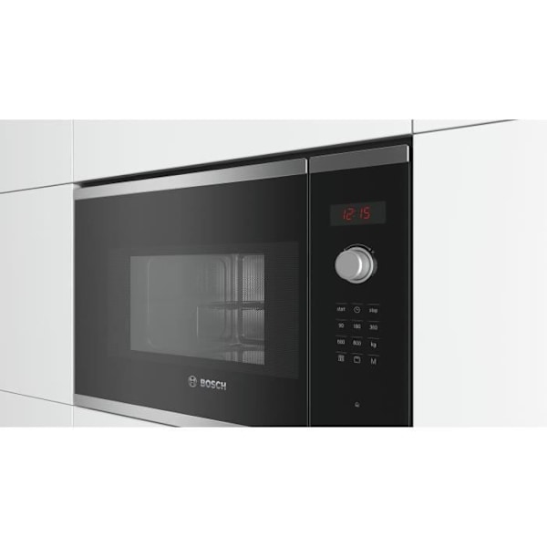 Mikroovn + indbygget grill - BOSCH - SER4 BEL523MS0 - Rustfrit stål - 20 l - 800 W - 8 autoprogrammer - 38,2 x 59,4 x 31,7 cm