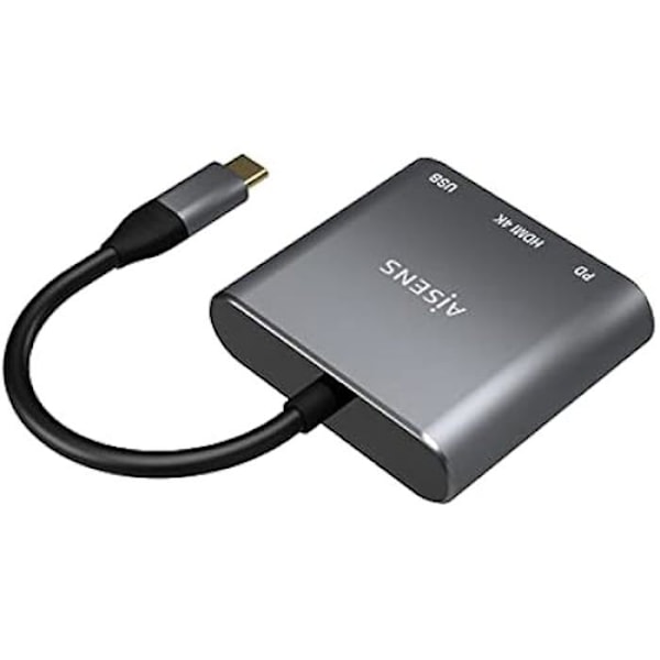 Adapter - AISENS - USB-C till HDMI/USB-C/Tipo A USB 3.0 - 3 in 1 - Grå
