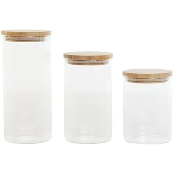 Gryder - HOME ESPRIT - Sæt med 3 - Gennemsigtig - Silikone - Bambus - Borosilikatglas - 10 x 10 x 22,3 cm Flerfärgad