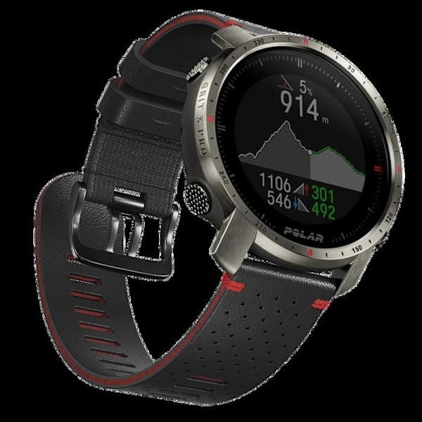 GPS-utomhus smartklocka - Polar - Grit X Pro Titan - Saphirglas - 100 h batteritid - Inbyggd barometer Svart
