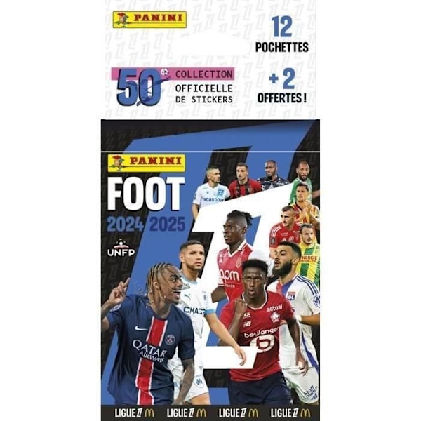 Rakkulehti - PANINI - Jalkapallo Ligue 1 2024-2025 - McDonald's - 12 pakkausta - 2 lahjaksi - 98 tarraa Flerfärgad