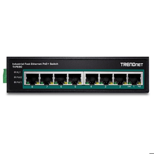 trendnet 8-porttinen ind.fast eth poe+ kytkin din-rail blackRouter, Wifi, verkko 8-PORTTI IND.FAST ETH POE+ SWITCH DIN-RAIL 182890 musta