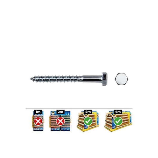 GENERISK - Hexa Lag Bolts. Din 571 6x40 Zink Flad. Æske 250 Uni. Celo