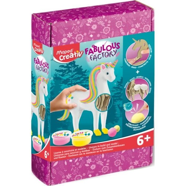 Modelleringsspel - MAPED - Unicorn - Komplett boxset - För tjejer från 6 år och uppåt Blå, rosa, gul