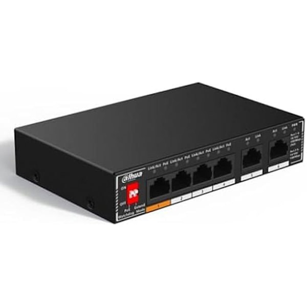 DAHUA DH-SG1006P Gigabit Switch - Hallitsematon työpöytä - 6 POE-porttia 4 porttia musta