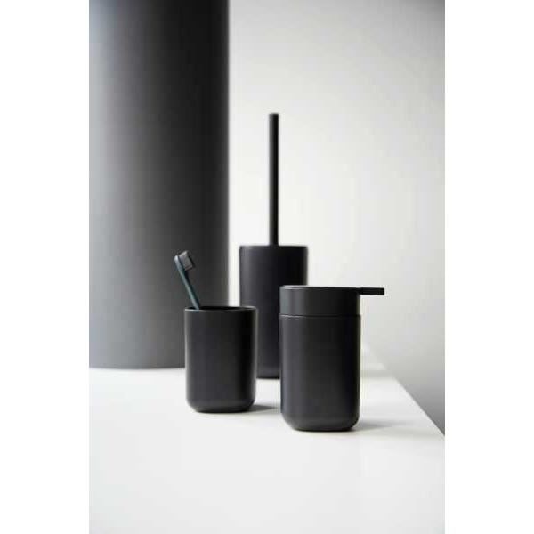 WENKO Davos design nestesaippua-annostelija, tilavuus 350 ml, BPA-vapaa muovi, 9,8x13x7,8 cm, matta musta