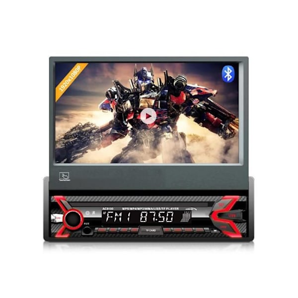 Bluetooth handsfree-multimediaautoradio 7" LCD-kosketusnäyttö 1080P MP5 AVI DivX RDS