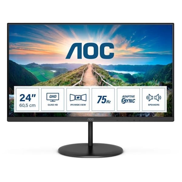 PC-skärm - AOC Q24V4AE - 24" QHD - VA-panel - 4 ms - 75Hz - HDMI / DisplayPort