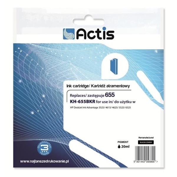 Sort tusch sort ACTIS KH-655BKR til HP-printere