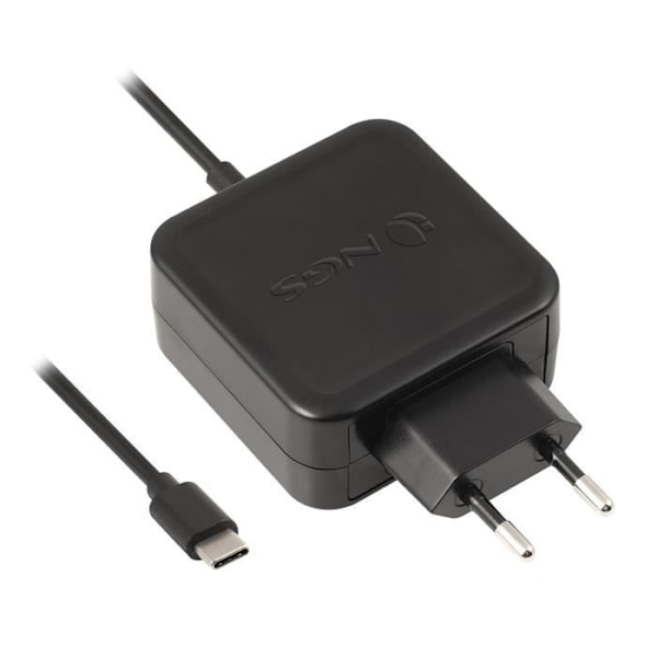 NGS Dator väggladdare 45W USB Type-C anslutning, universal, automatisk. Svart färg. Svart