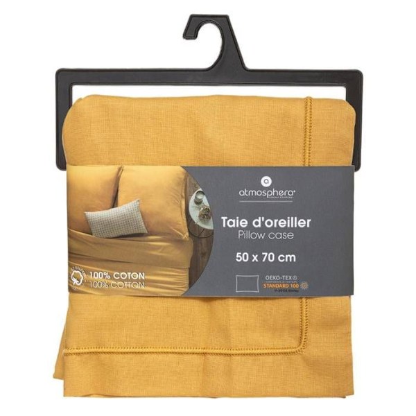 Pudebetræk - Ockergul - 50x70cm - 100% Bomuld - Vaskbar ved 60° - Certificeret OEKO-TEX Okker
