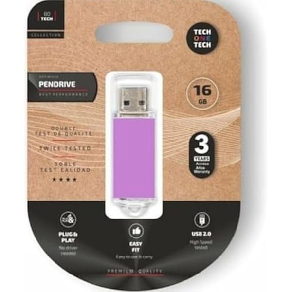 USB-nyckel - TECH ONE TECH - Basic 16 GB - USB 2.0 Lila