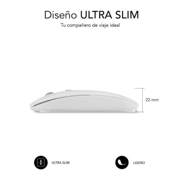 Bluetooth Langaton Hiiri Subblim Dual Flat/ Ladattava Akku/ Jopa 1600 DPI/ Valkoinen Bleu