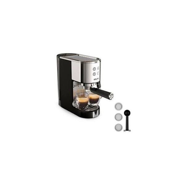 Espressokaffebryggare - KRUPS - XP444C10 - Inox - 2 koppar - Automatisk avstängning Rostfritt stål