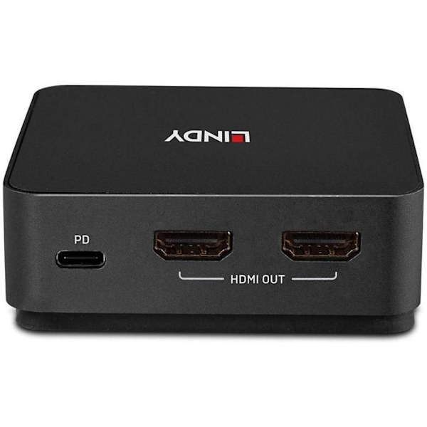 KVM-switch - LINDY - 2 porte Type C - Dual HDMI 4K60 - Ultra HD 4K60Hz - MST og SST Grå