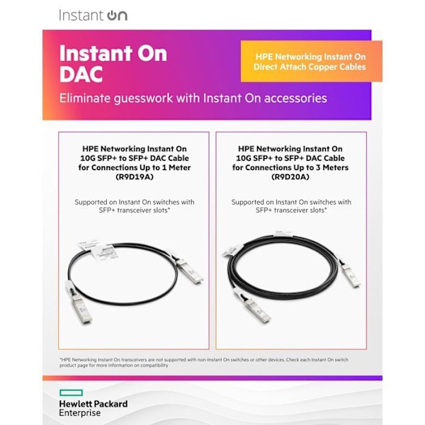 Valokuitukaapeli - ARUBA - R9D19A - 1 m - SFP+ - Tiedonsiirto nopeudella 10 Gbit/s