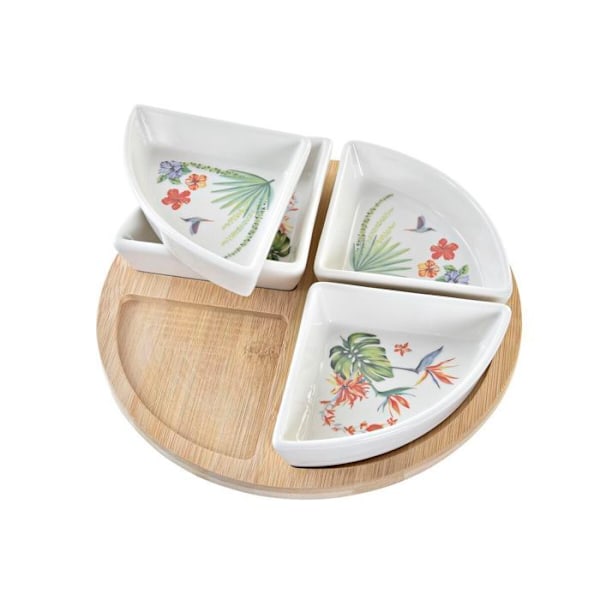 Sæt med bambus og stentøj fra tropisk DKD Home Decor vit/multifärgad/naturlig