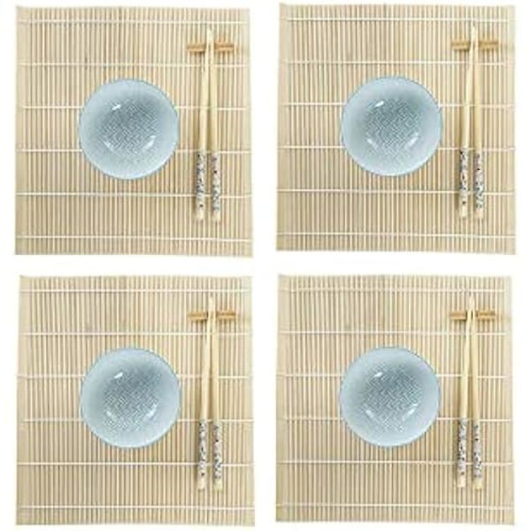 DKD Home Decor Sushi Set, Standard Blå, blå vit