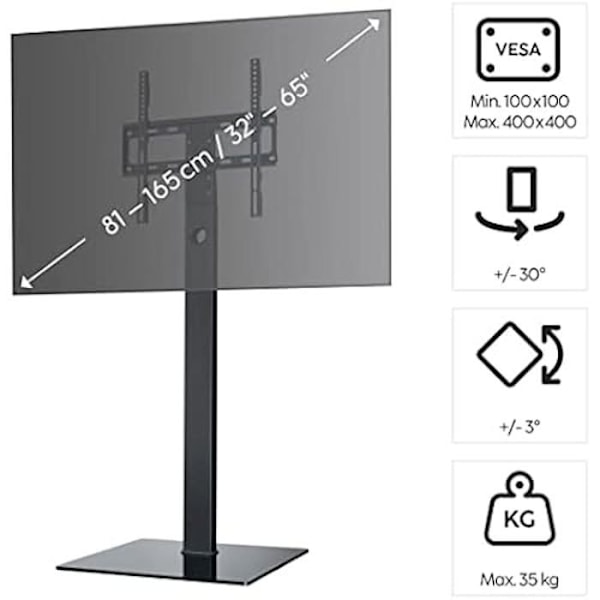 Hama fritstående tv-stativ, justerbar, højdejusterbar, 165 cm (65") op til 35 kg