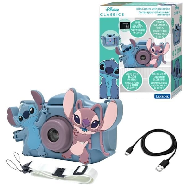 LEXIBOOK - Kamera för barn med skydd - 4 i 1 - Disney Stitch - minneskort ingår Multifärg