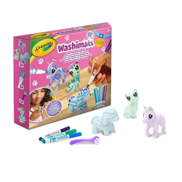 Kreativt spil - Crayola - Washimals - 3 pasteldyr - Til børn fra 3 år - Unisex Pastell