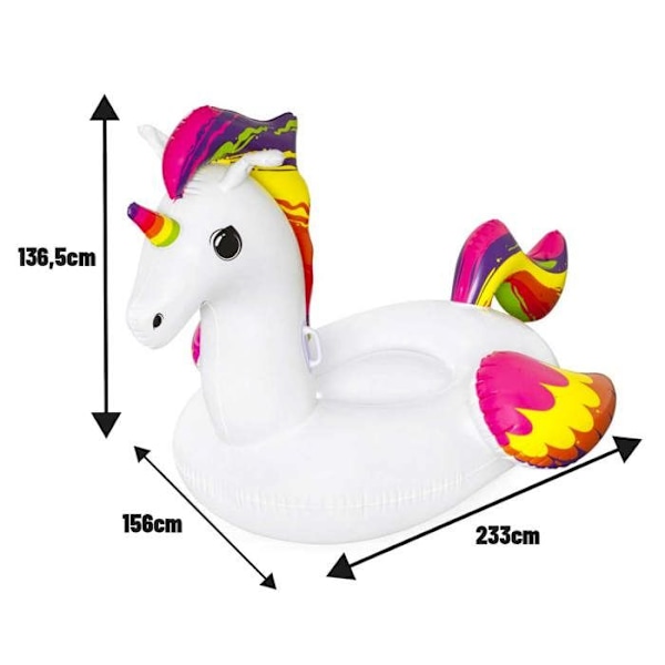 BESTWAY Unicorn XXL ride på float 224 x 164 cm Flerfärgad