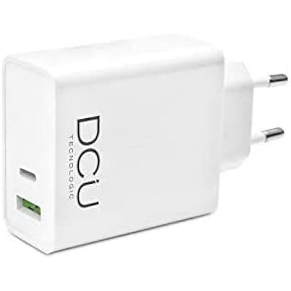 DCU Teknologisk | USB Type C oplader | Kompatibel med smartphones, tablets og computere | PD 18W + USB QC 3.0 | uden