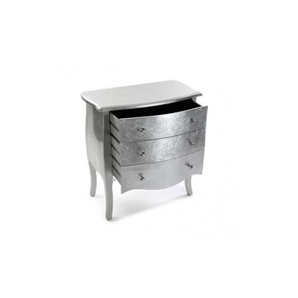 Kommode - VERSA - CAGLIARI - 3 skuffer - Grå - Sølv blade Silver blad