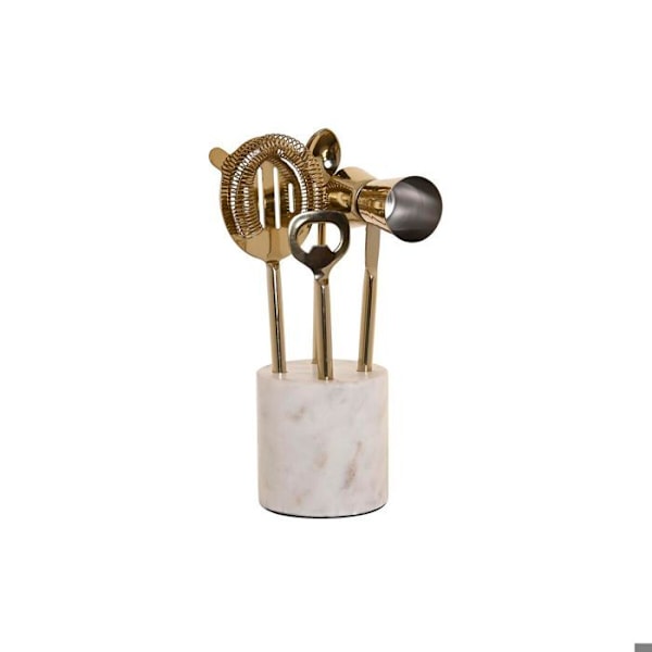 Cocktailboks i rustfrit stål og marmor DKD Home Decor guld/silver