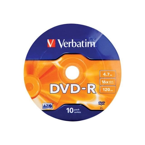 DVD-R VERBATIM 16x - 10 medier - 4,7 GB (120 min) - spindel