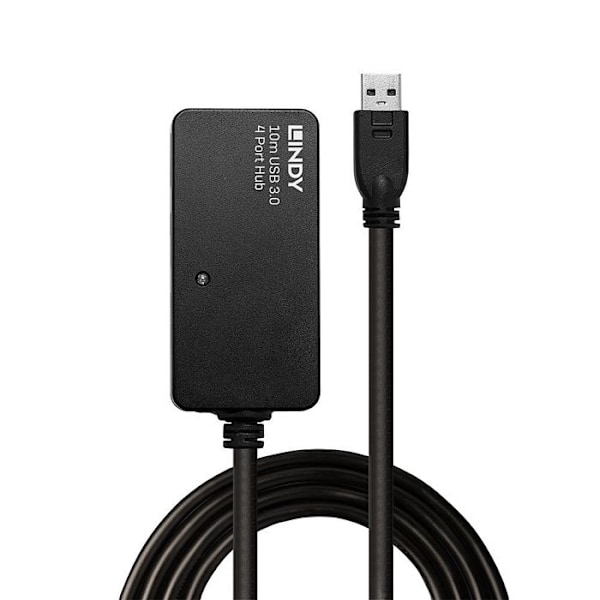 Aktiv USB 3.0 forlængerkabel - Pro - 10m - Hub med 4 porte - Sort - Tilslutter op til 4 enheder