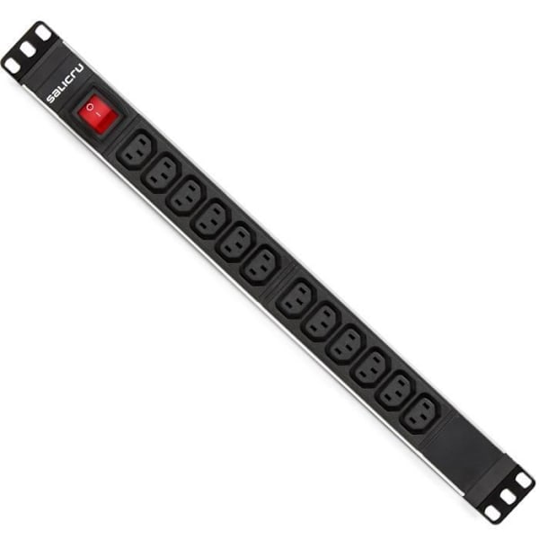 Salicru - Virtajohto, jossa 12 IEC C13 -liitintä ja kytkin 19" telineeseen Salicrulta