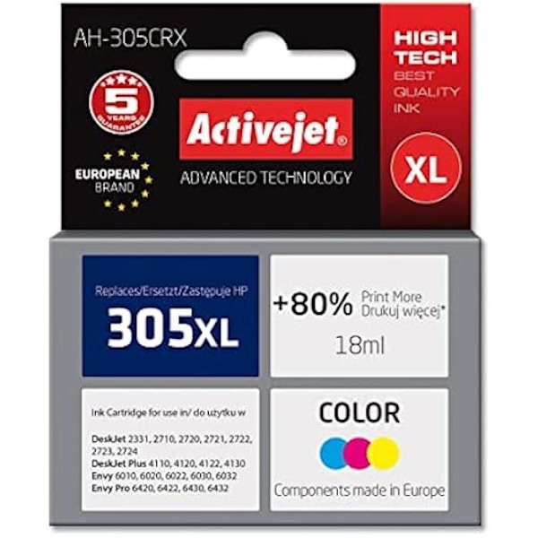 Mustekasetti - ACTIVEJET - AH-305CRX - Suuri tuottavuus (XL) - Syan, Magenta, Keltainen