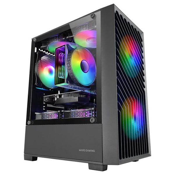 Gaming Chassi - Mars Gaming - MC-VORTEX - MicroATX - Härdat Glas - 3 FRGB 120mm Fläktar