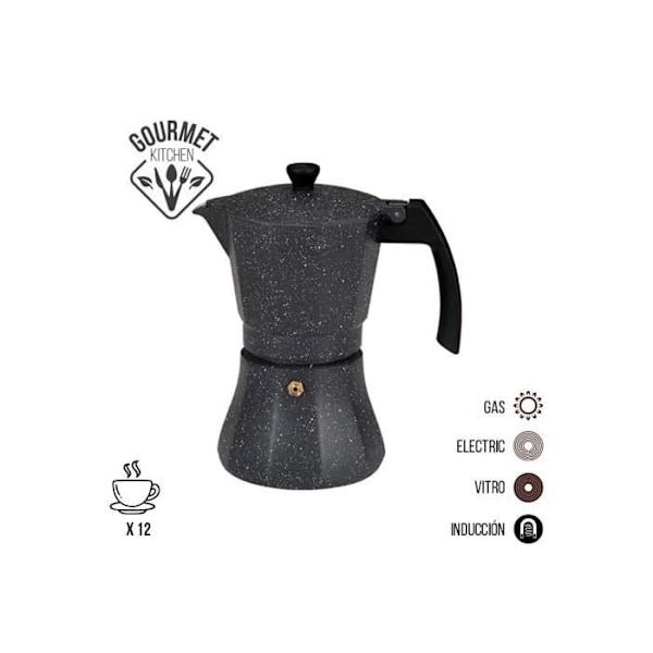 Kaffebryggare - GENERISK - Aluminium - 12 koppar - Induktion - Gas, Vitrokeramik, Elektrisk Aluminium