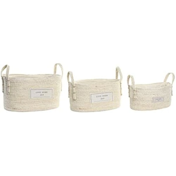 Kurvesæt - DKD Home Decor - Standard - Bomuld og fiber - Lysebrun - 34 x 23 x 20 cm kastanj