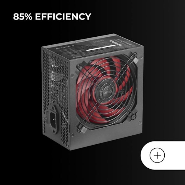 Mars Gaming MPIII650, 650W ATX pc-strømforsyning, 5 års garanti, AI-RPM Silent Technology, 85 % effektivitet, sort