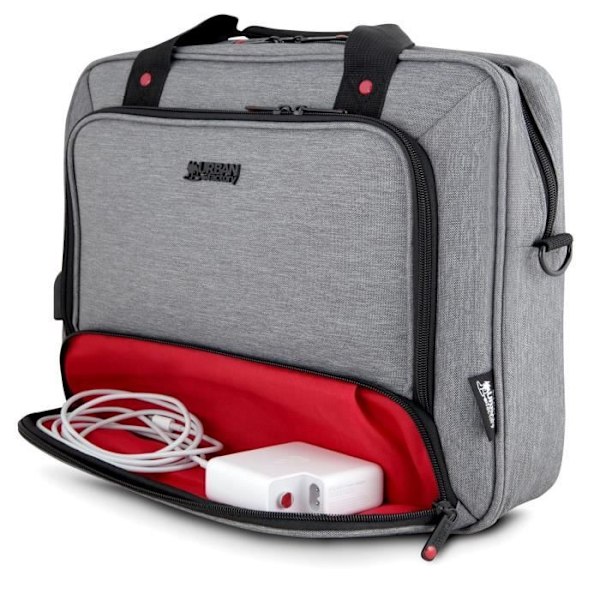 Kannettavan tietokoneen laukku - URBAN FACTORY - MTE14UF - 13"/14" - USB-portti - Heather harmaa