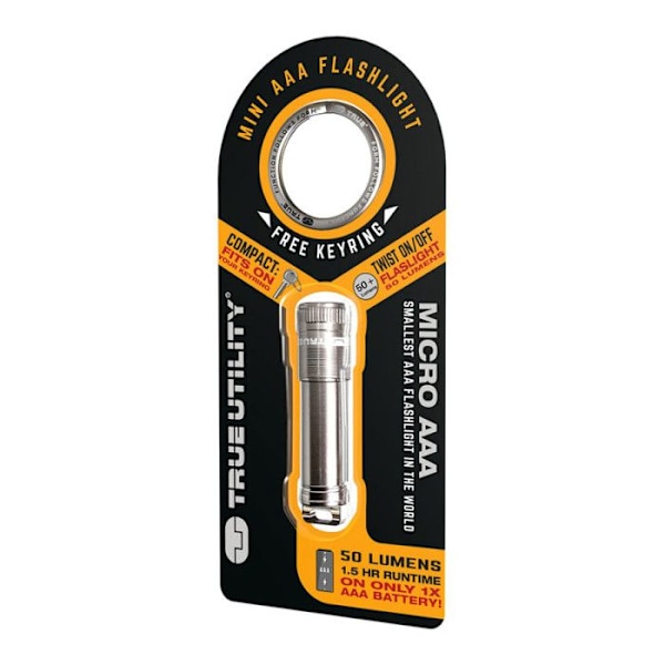 Lommelygte - True Utility - Micro AAA - Vandafvisende - Anodiseret aluminium - 50 lumen