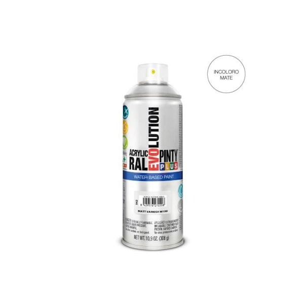 Matta lakka spray - PINTYPLUS - Evolution - 520cc - Vesikestävä - Ympäristöystävällinen Briljanta RAL fasta färger