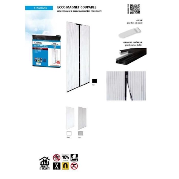 Moustiquaire - ECCO MAGNET - 140X240 - Hvid - Magnetisk fastgørelse - Justerbar Vit
