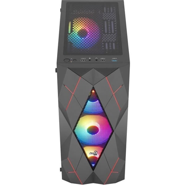 PC-fodral - AEROCOOL - Volcan G v1 (svart) - Medium tower - ATX-format - Utan strömförsörjning