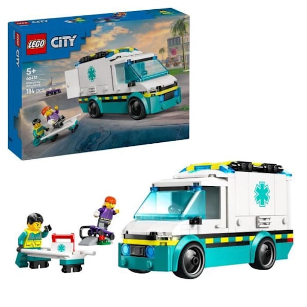 LEGO City 60451 Emergency Ambulance – Byggelegetøj til drenge fra 5 år og opefter Flerfärgad