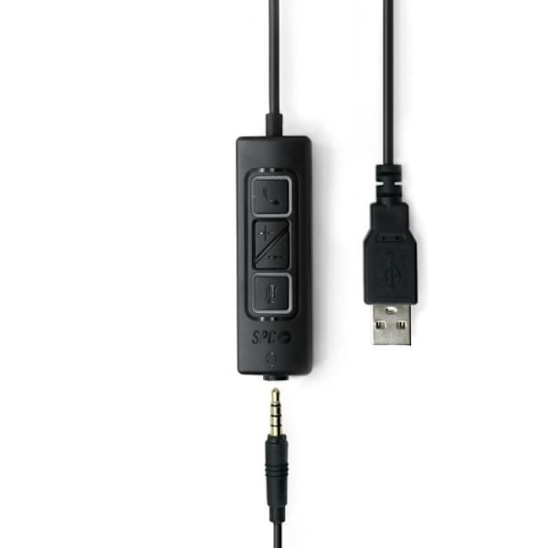 SPC Brave Pro – PC-kuulokemikrofonilla ja melunvaimennus, USB-A+AUX-liitäntä, kaukosäädin ja keinonahkaiset korvatyynyt Svart